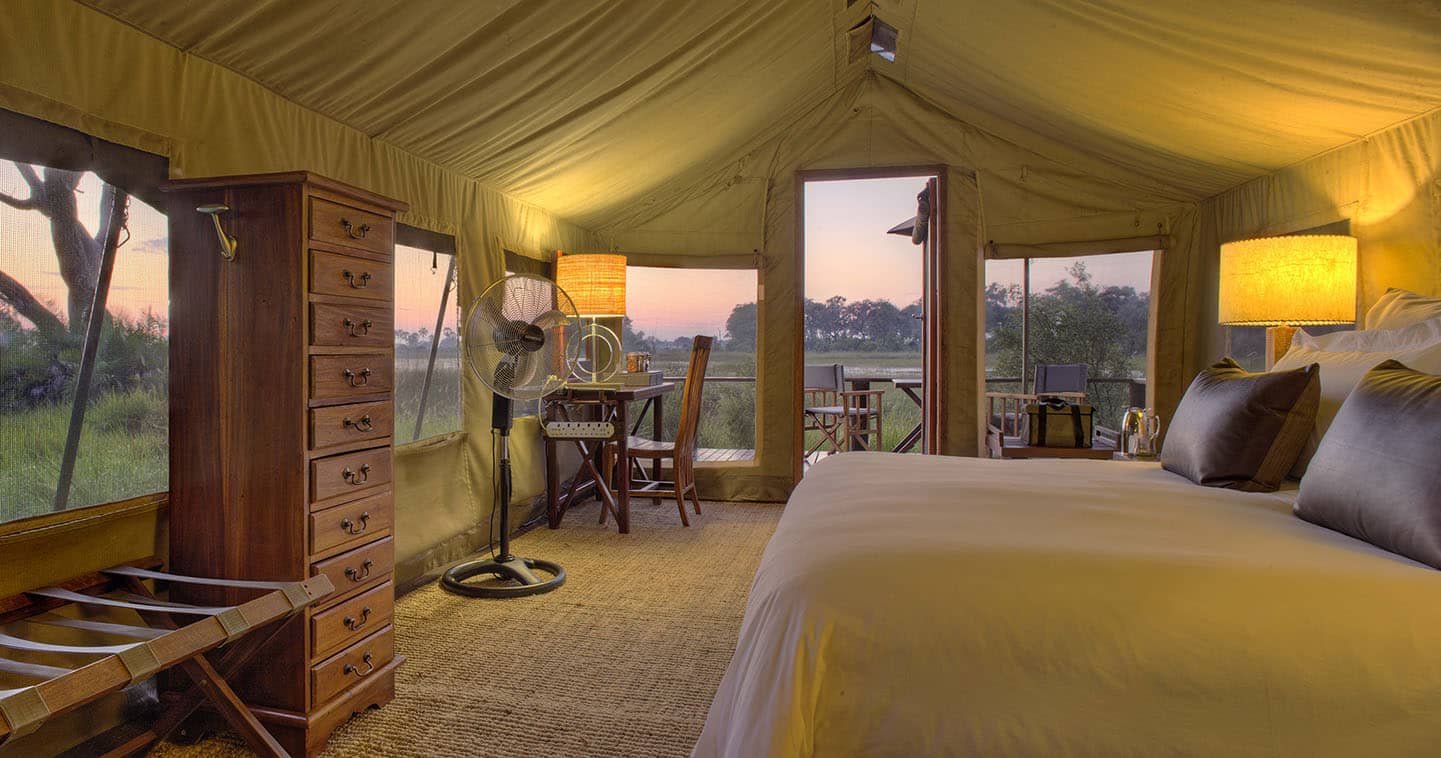 Enjoy a luxury safari at Nxabega Okavago Tented Camp in the Okavango Delta