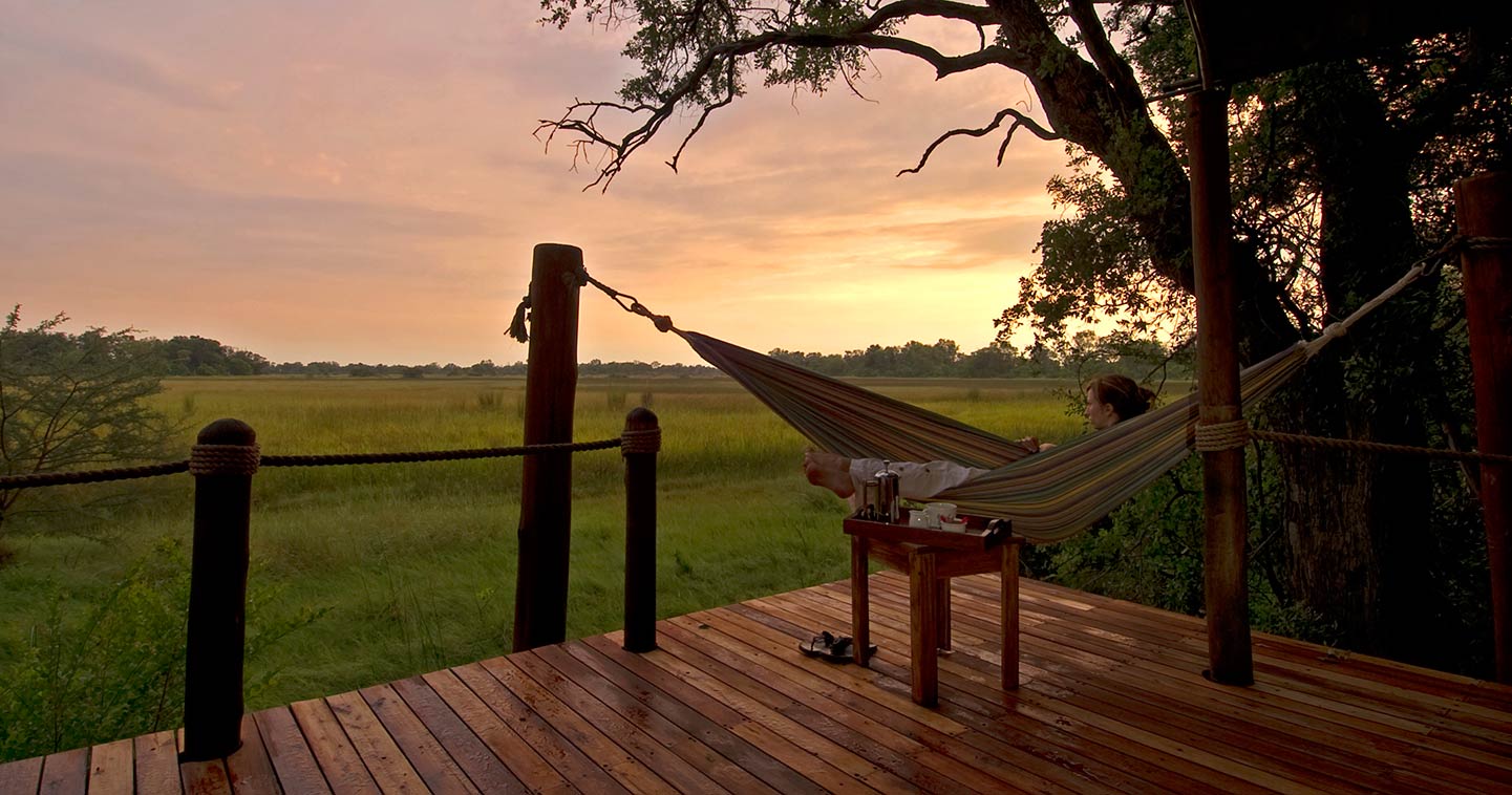 Enjoy the Sunrise from the Hammock at Sanctuary Stanleys Camp in the Okavango