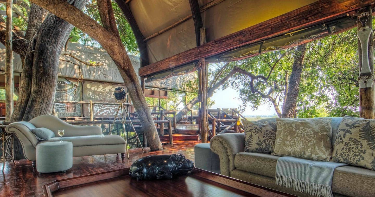 The Lounge at Shinde Camp in Okavango Delta