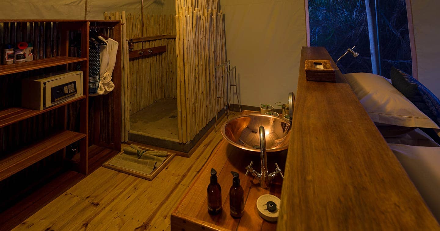 Luxury Bathroom at Pelo Camp in the Okavango Delta in Botswana