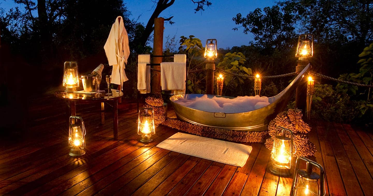 Luxury Bathroom at Sanctuary Baines Camp in the Okavango Delta in Botswana