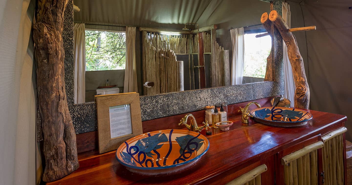 Luxury Bathroom at Jacana Tented Camp in the Okavango Delta