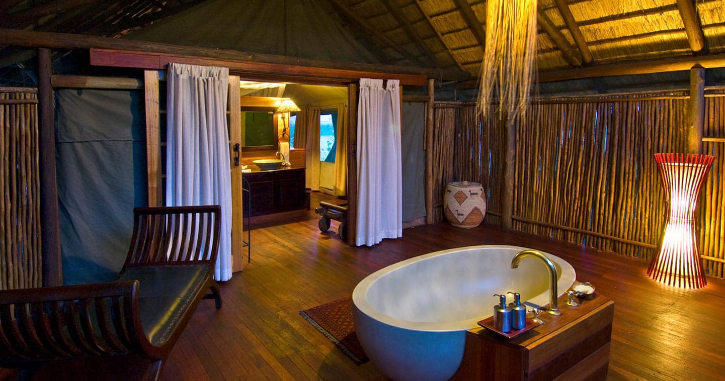 Luxury Bathroom at Selinda Camp in the Okavango Delta in Botswana