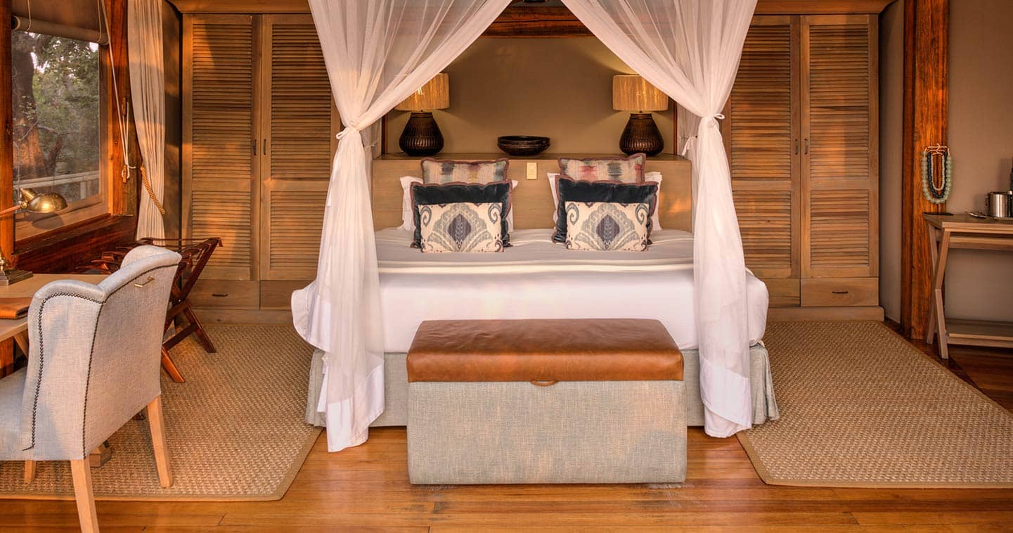 Bedroom at Camp Okavango in Botswana