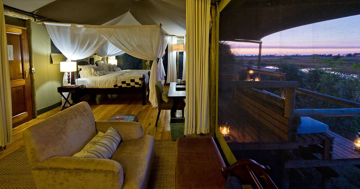 Enjoy a luxury safari at Little Vumbura Camp in the Okavango Delta