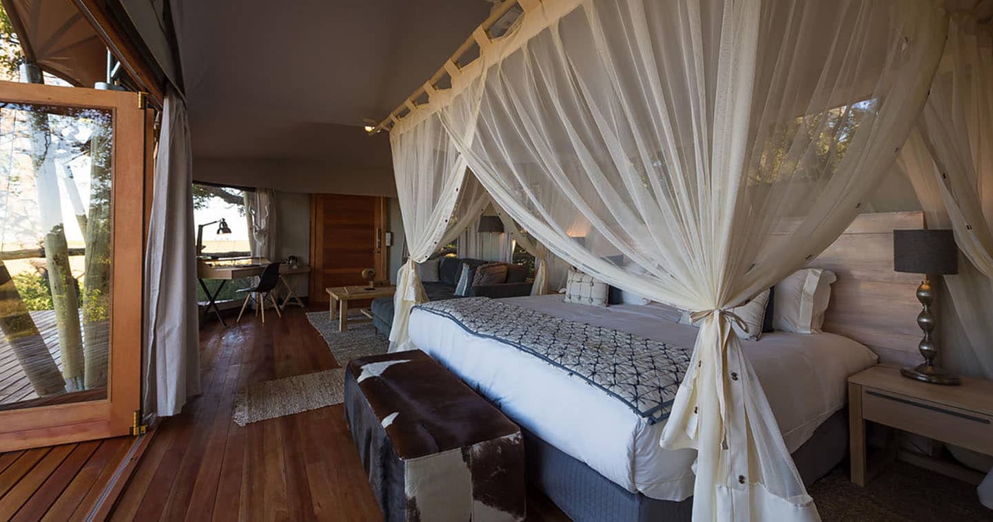 Enjoy the Luxury Bedroom at Kwetsani Camp in the Okavango Delta