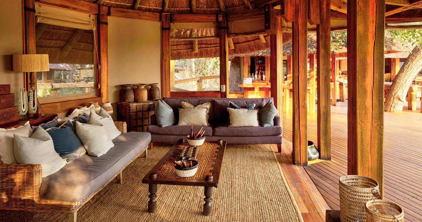 The lounge area at Camp Okavango