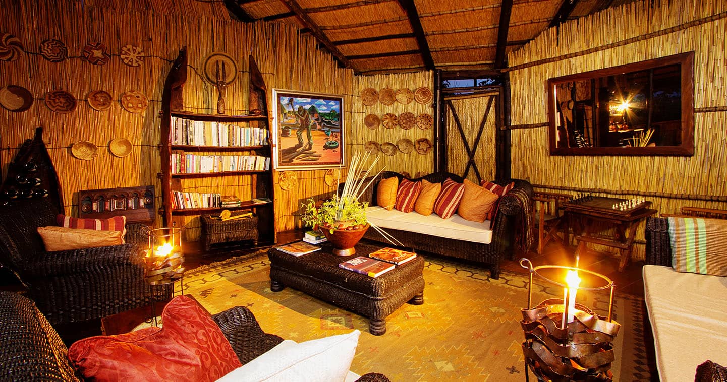Luxury Lodge Accommodation Lounge at Delta Camp