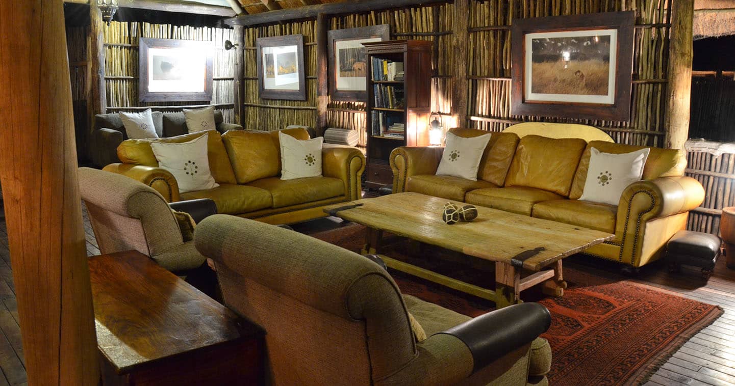 The lounge at Duba Plains in the Okavango Delta