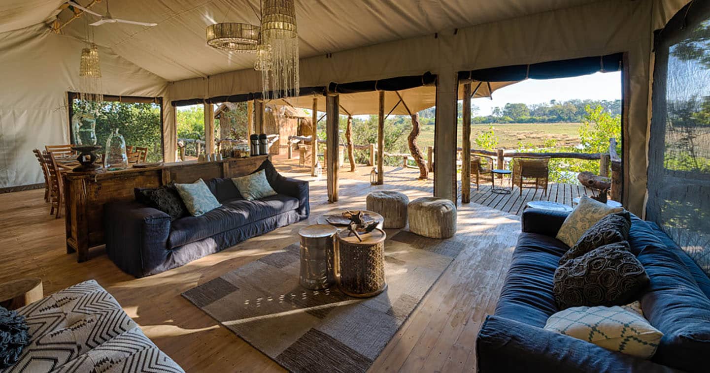 Lounge at the Little Tubu in Okavango Delta
