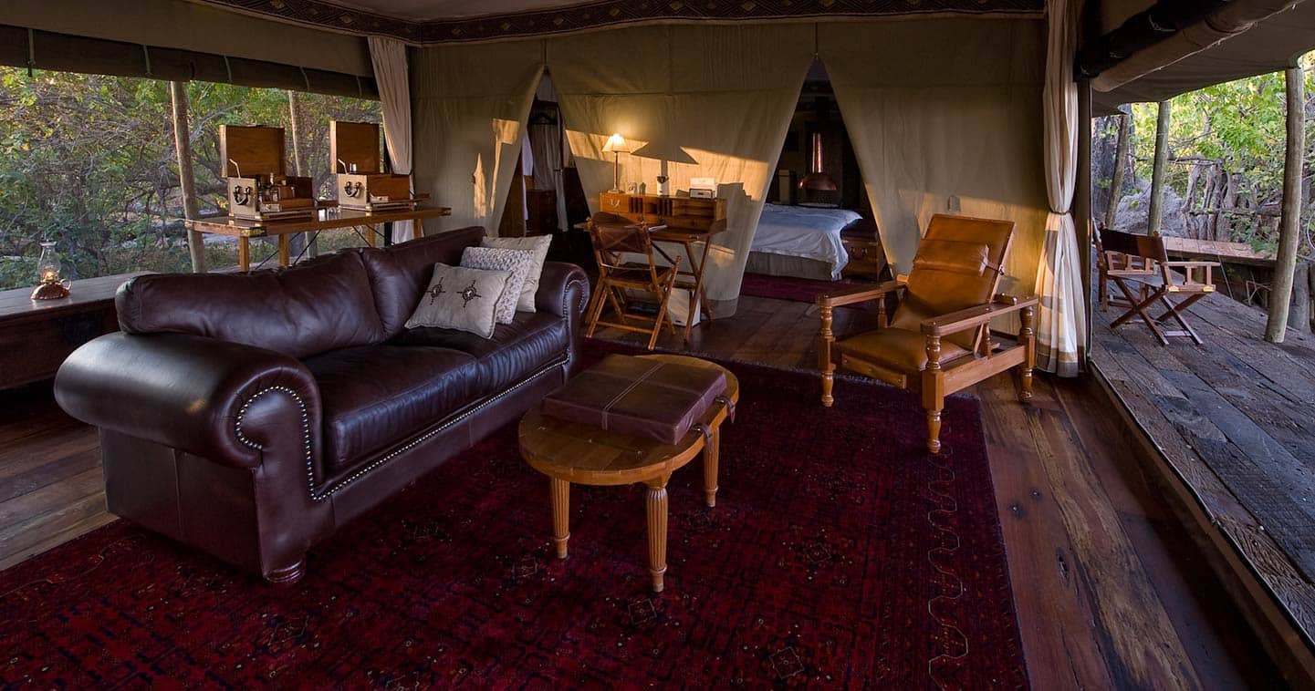 Lounge at the Zarafa Camp in Okavango Delta