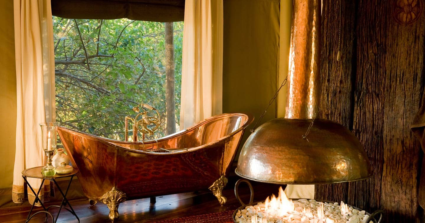 Luxury Bathroom at Zarafa Camp in the Okavango Delta in Botswana