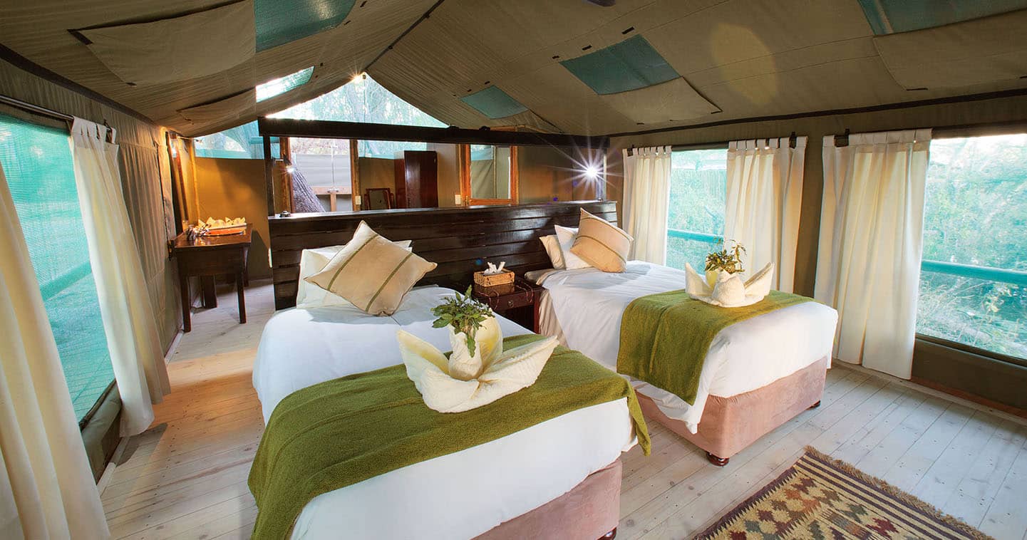 Luxury Gunns Camp Bedroom in the Okavango Delta