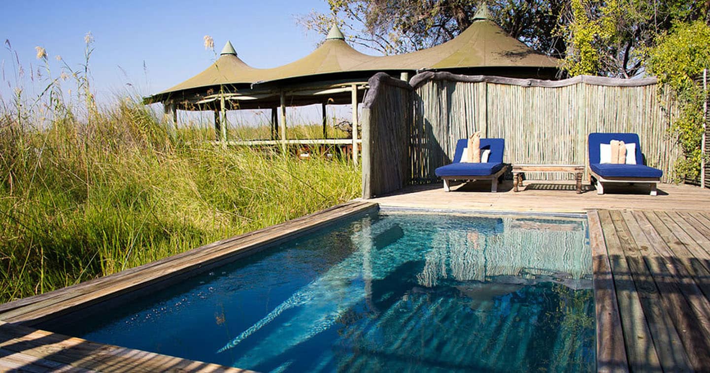 Pool at Little Vumbura Camp in the Okavango Delta in Botswana