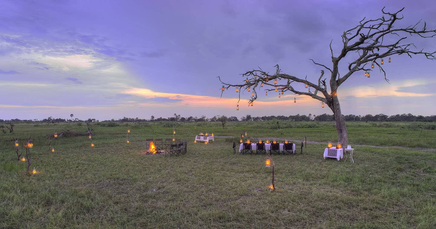 Enjoy Dinner at the Boma in Nxabega Okavago Tented Camp