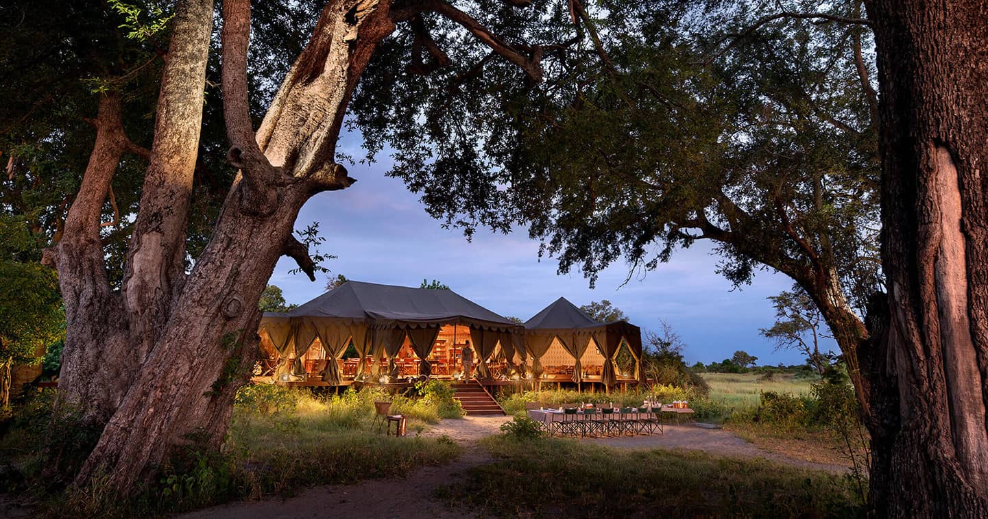 The mess tent at Duke's Camp in the Okavango Delta