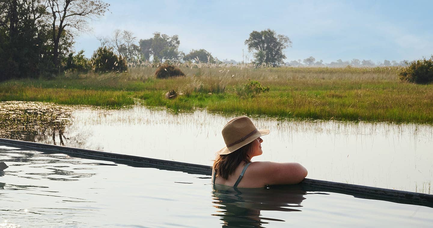 The pool in Camp Okavango in the Okavango Delta