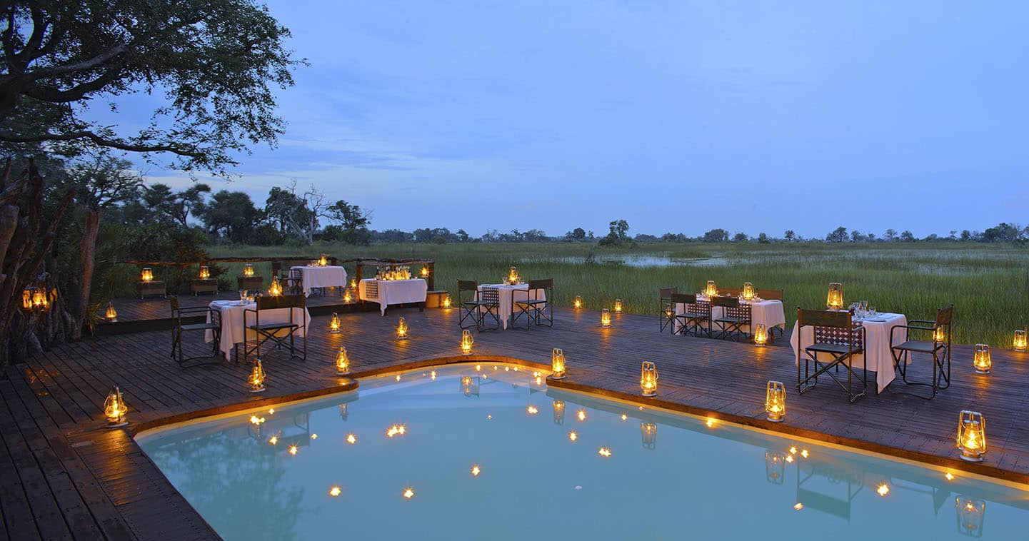 Luxury Dinner at Nxabega Okavago Tented Camp in  Okavango Delta in Botswana