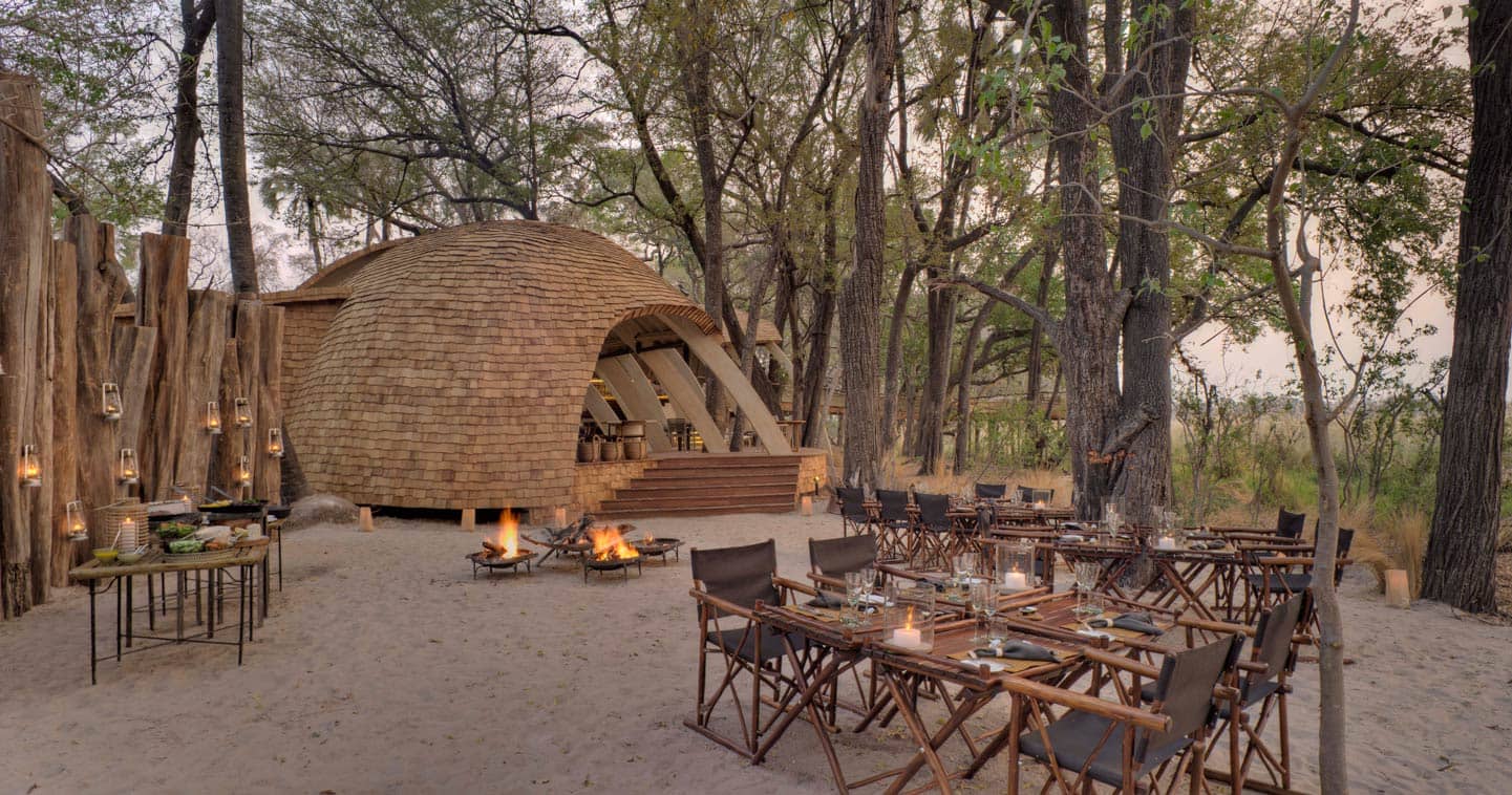 Enjoy a Luxury Dinner at the Boma in Sandibe Okavango Safari Lodge