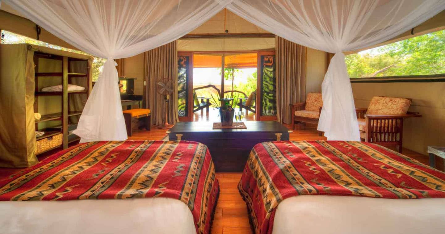 Bedroom at Kanana Camp in the Okavango Delta